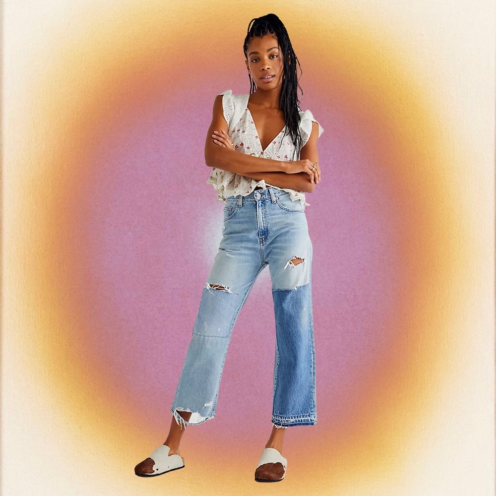 DENIMIST PIERCE HIGH RISE PATCHED JEANS